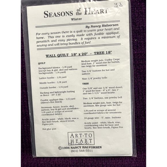 quilt pattern mini quilt blocks seasons of the heart winter quilt and tree - Picture 4 of 7